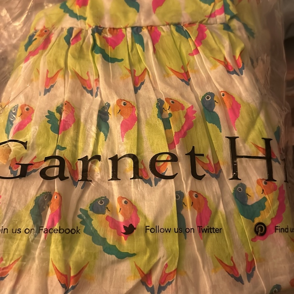 * Garnet Hill Kids Parrot Print Cotton Casual Dress Swim Cover SZ Medium *